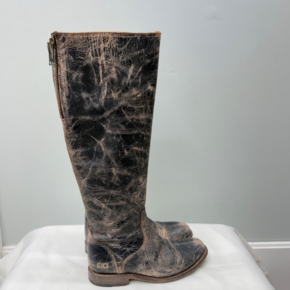 Bed|Stu BedStu tall leather black brown distressed riding‎ boots women's 8.5 - Picture 3 of 10